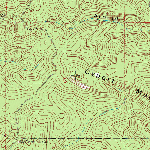 Topographic Map of Cypert Mountain, AR
