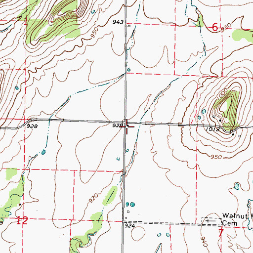 Topographic Map of Walnut Hill School (historical), KS