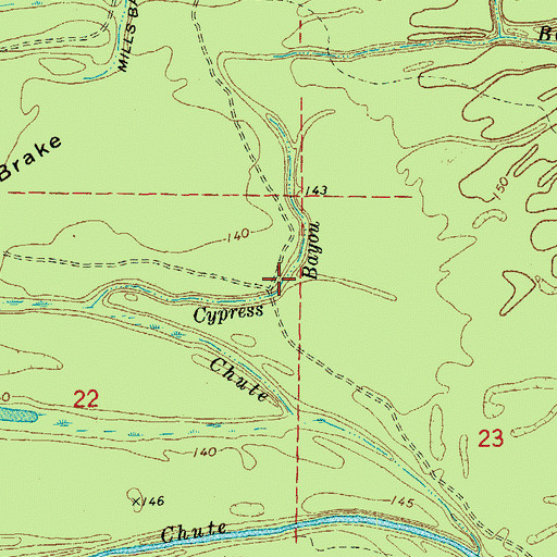 Topographic Map of Cypress Bayou, AR