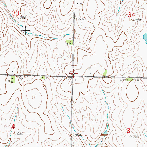 Topographic Map of Pleasant Grove School (historical), KS