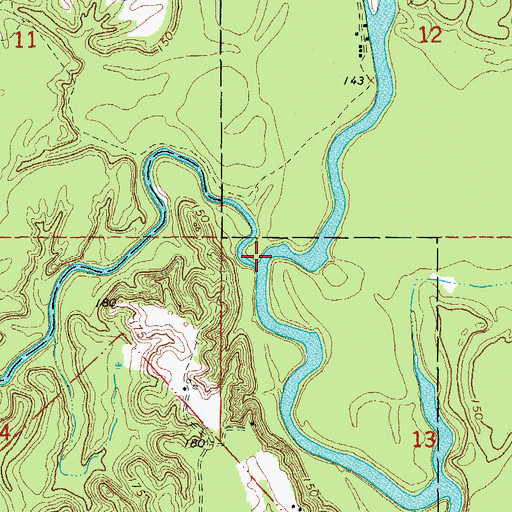 Topographic Map of Cypress Bayou, AR