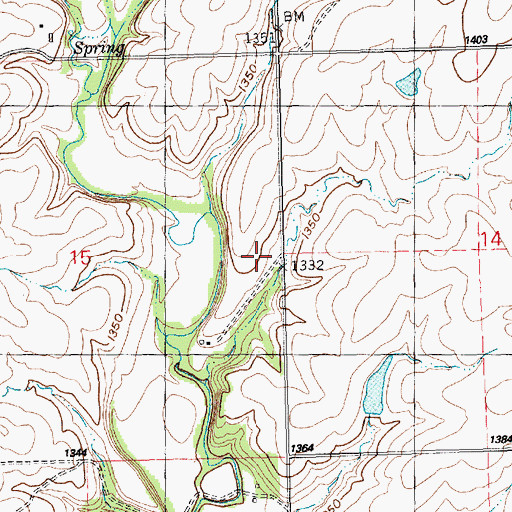 Topographic Map of Bruno Creek School (historical), KS