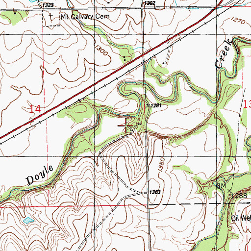 Topographic Map of Coyne Spring, KS