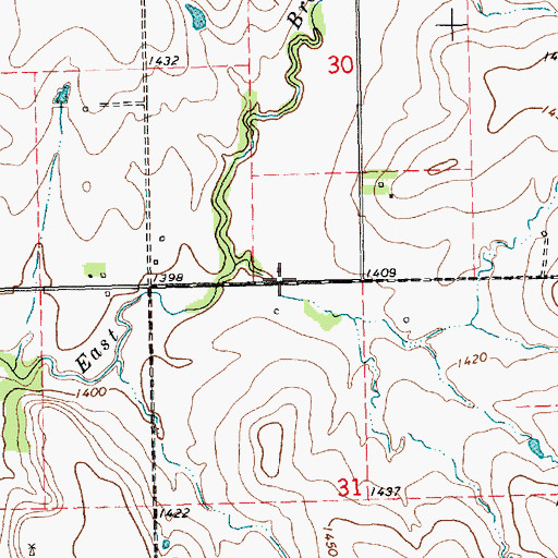 Topographic Map of East Creek School (historical), KS