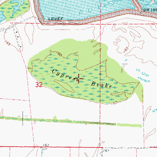 Topographic Map of Cypress Brake, AR