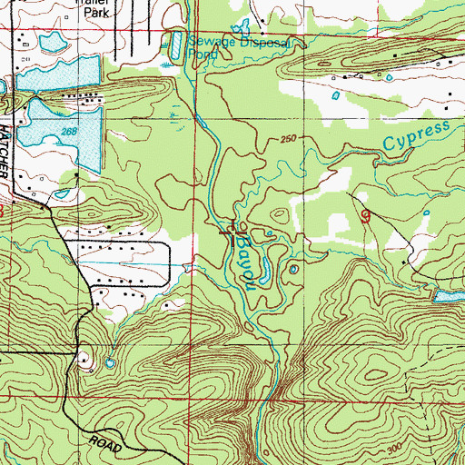 Topographic Map of Cypress Branch, AR
