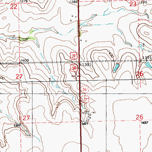Topographic Map of Pleasant View School (historical), KS