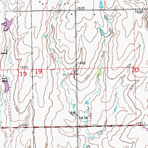 Topographic Map of Red Top School (historical), KS