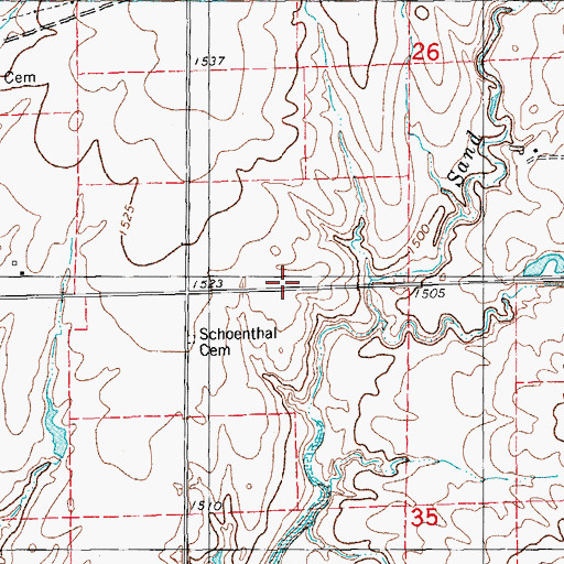 Topographic Map of Sand Creek School (historical), KS
