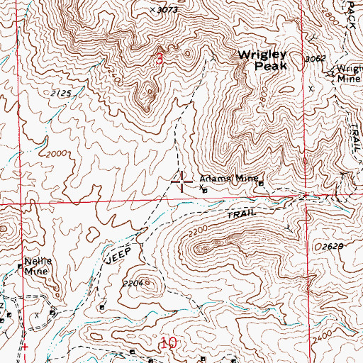 Topographic Map of Adams Mine, AZ