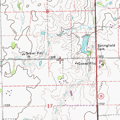 Topographic Map of Springfield School (historical), KS