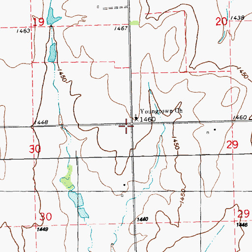 Topographic Map of Youngstown School (historical), KS