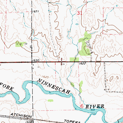Topographic Map of Sunny Slope School (historical), KS