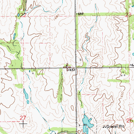 Topographic Map of Aurora School (historical), KS