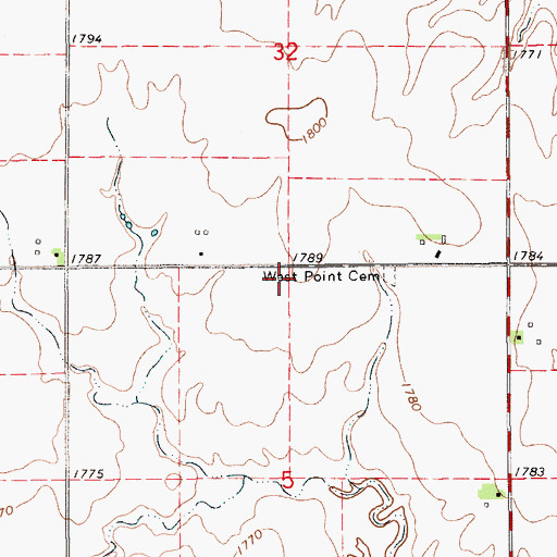 Topographic Map of West Point School (historical), KS