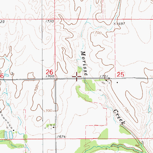 Topographic Map of Spring Creek School (historical), KS