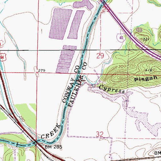 Topographic Map of Cypress Creek, AR