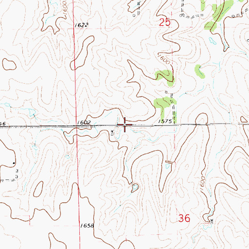 Topographic Map of Four Acres School (historical), KS