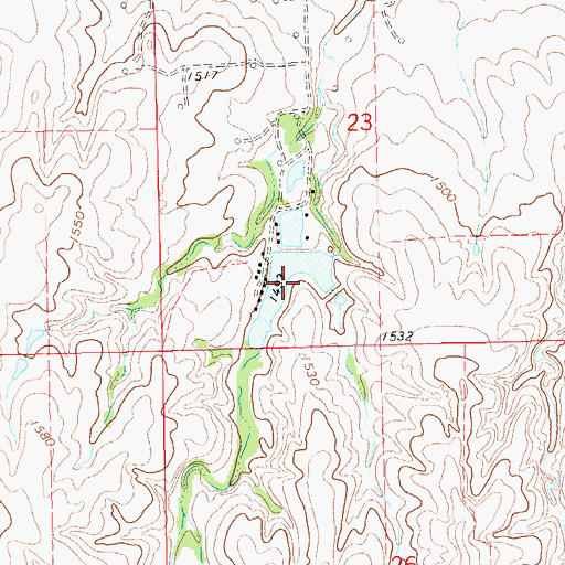 Topographic Map of Benningtons Lake, KS