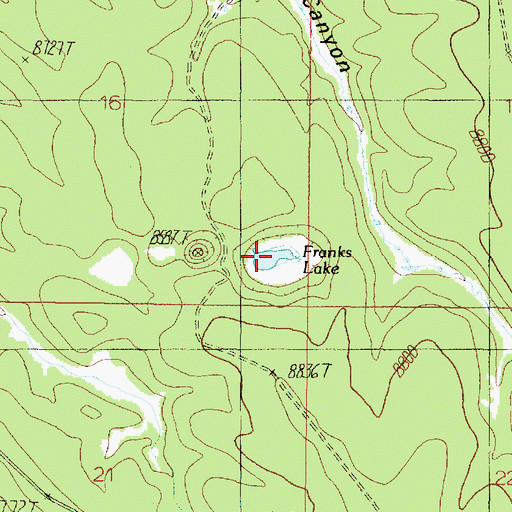 Topographic Map of Franks Lake, AZ