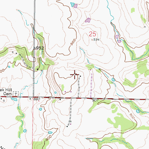 Topographic Map of Oak Hill School (historical), KS