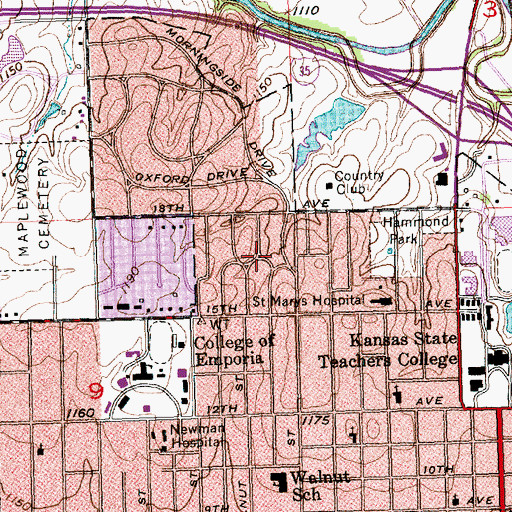 Topographic Map of Berkeley Hills, KS