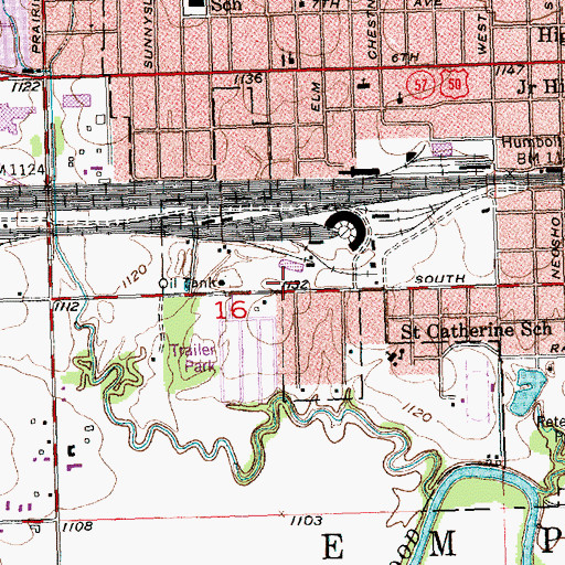 Topographic Map of Las Casitas Park, KS