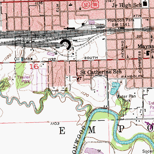 Topographic Map of Saint Catherines Mexican Catholic Church, KS