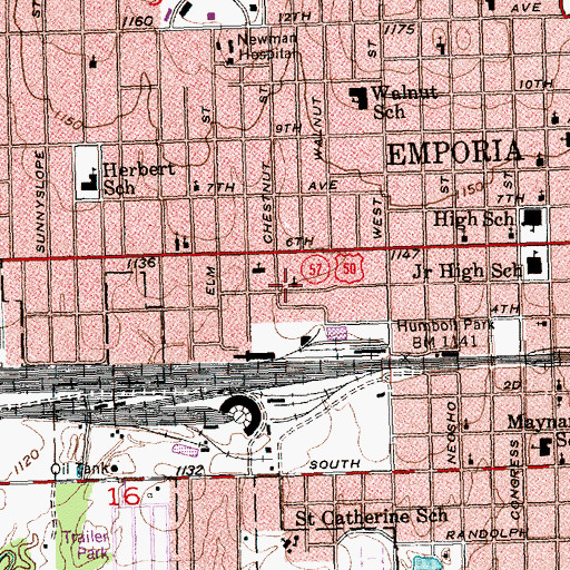 Topographic Map of Emanuel Full Gospel Tabernacle, KS