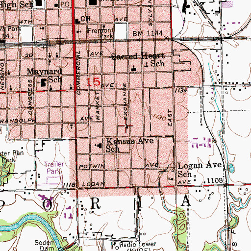 Topographic Map of First Church of God, KS