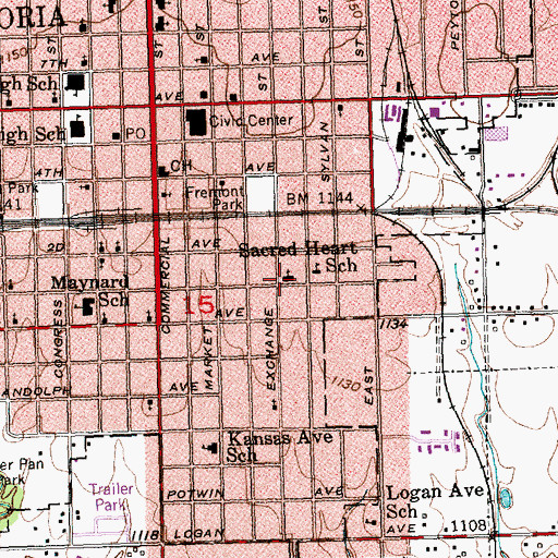 Topographic Map of Sacred Heart Catholic Church, KS