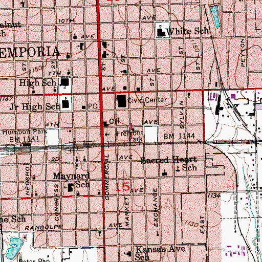 Topographic Map of Second Presbyterian Church, KS