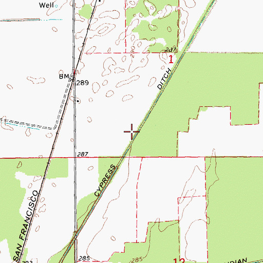 Topographic Map of Cypress Ditch, AR