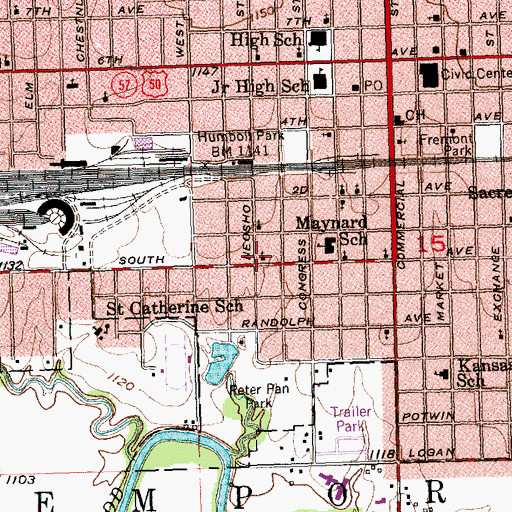 Topographic Map of Grace United Methodist Church, KS