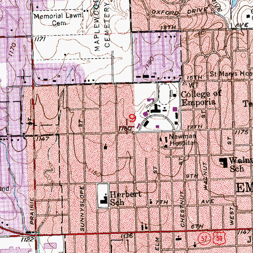 Topographic Map of Saint Marks Evangelical Lutheran Church, KS