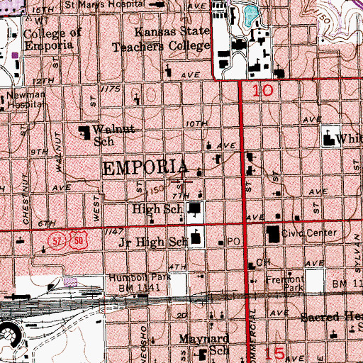 Topographic Map of Second Christian Church (historical), KS