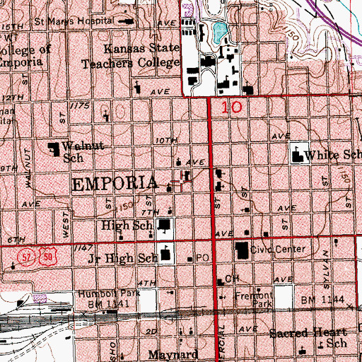 Topographic Map of First United Methodist Church, KS