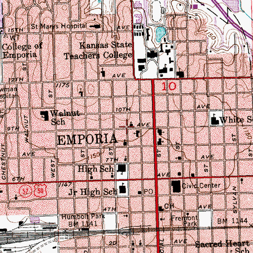 Topographic Map of Calvary Evangelical United Brethren Church, KS