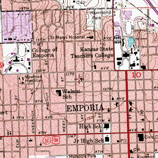 Topographic Map of Messiah Evangelical Lutheran Church, KS