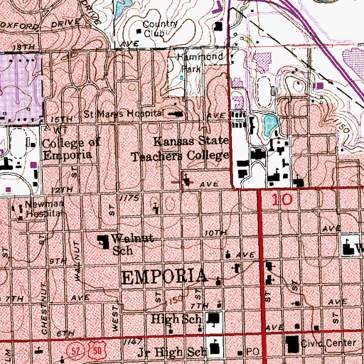 Topographic Map of First Congregational Church, KS