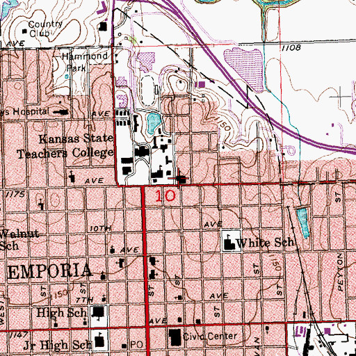 Topographic Map of First Christian Church, KS