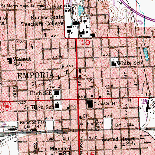 Topographic Map of First Presbyterian Church, KS