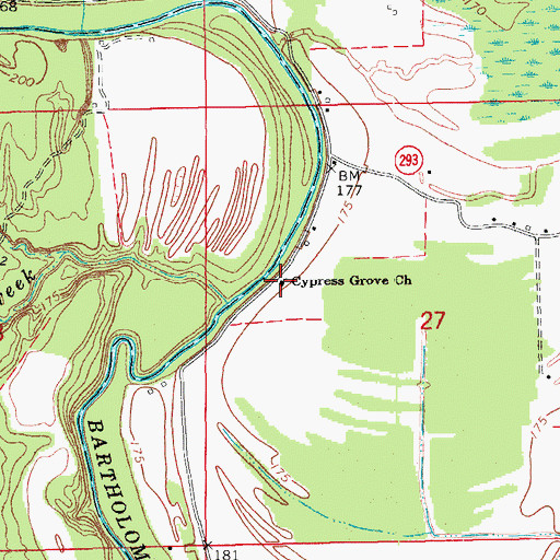 Topographic Map of Cypress Grove Church, AR