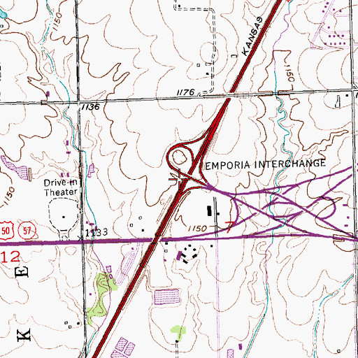 Topographic Map of Emporia Interchange, KS