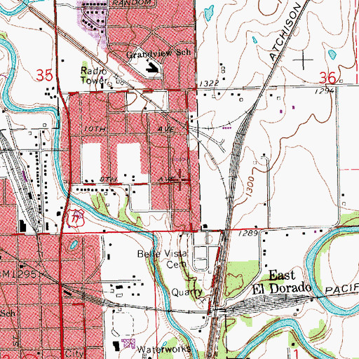 Topographic Map of Antioch Baptist Church, KS