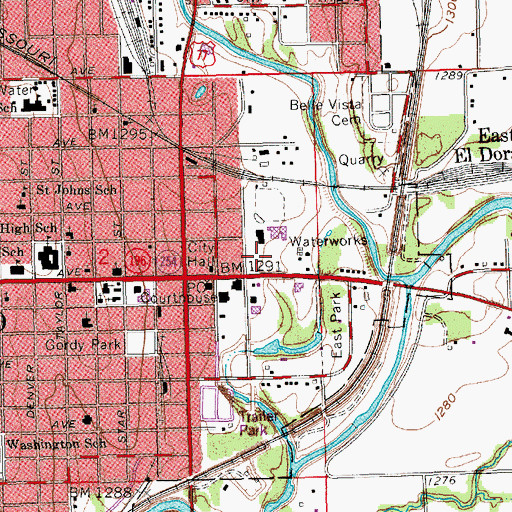 Topographic Map of Central Park, KS