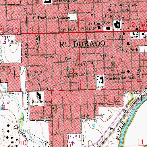 Topographic Map of Church of Christ, KS