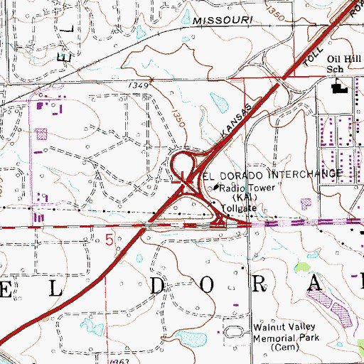 Topographic Map of El Dorado Interchange, KS