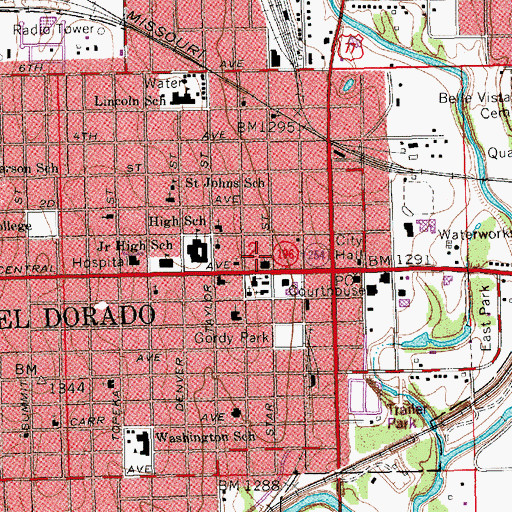 Topographic Map of First Christian Church, KS