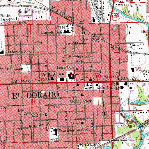 Topographic Map of First Church of Christ Science, KS